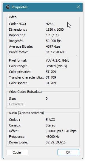 Détail des infos d'une vidéo